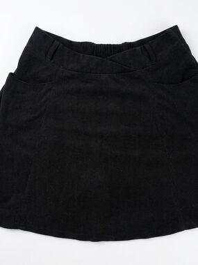 bella Poque‎ Large Black Corduroy A-Line Mini Skirt